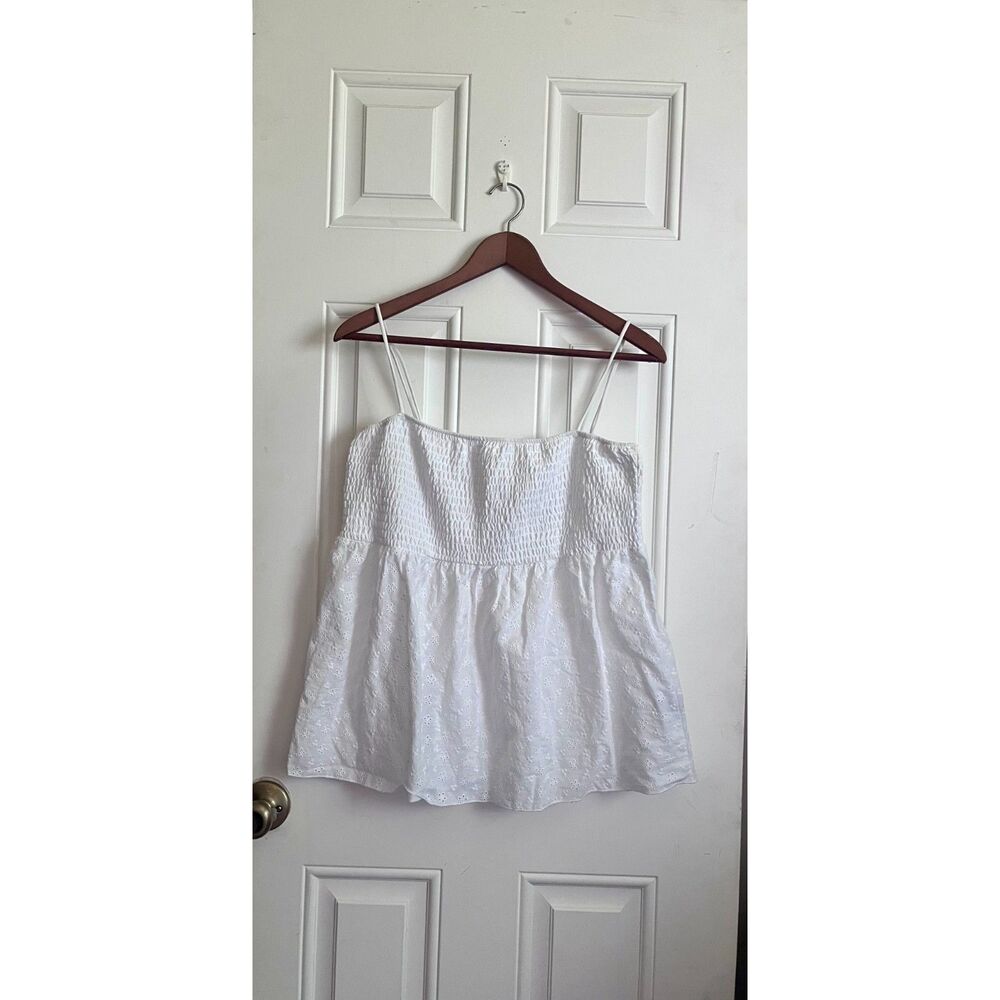 Faded Rose white cotton ruched pointelle top